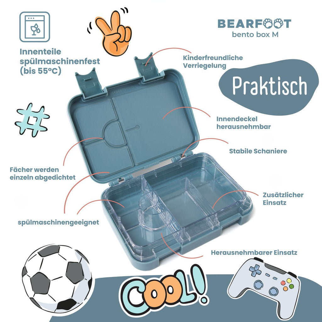Kinderlunchbox met vakken, lunchbox, bentobox - blauw Joy&Bloom