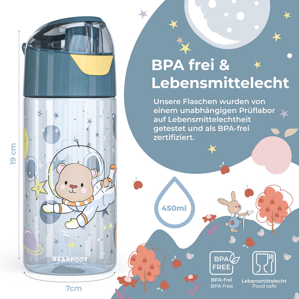 Drinkfles lichtgewicht kinderwaterfles - astronaut beer Joy&Bloom