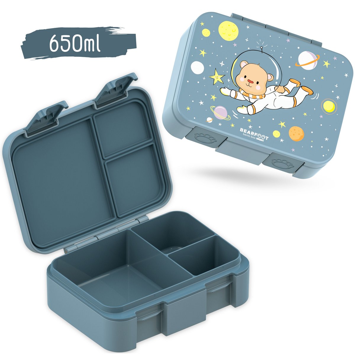 Lunchbox kan met compartimenten, licht en lek - berenblauw Joy&Bloom