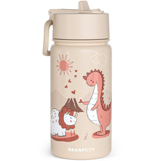 Thermo kinderdrinkfles RVS - dinosaurussen bruin Joy&Bloom