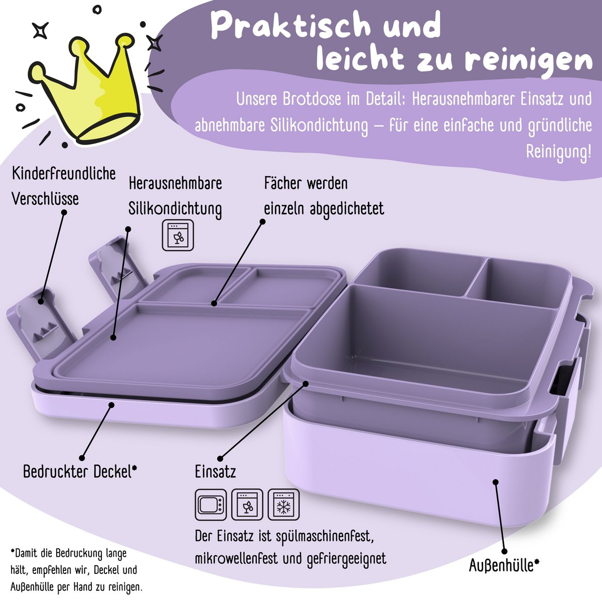 Lunchbox, lek -proof - zeemeermin lila Joy&Bloom