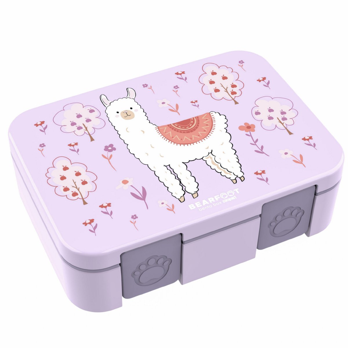 Lunchbox met onderwerpen, licht en lek -proof - lama alpaca lila