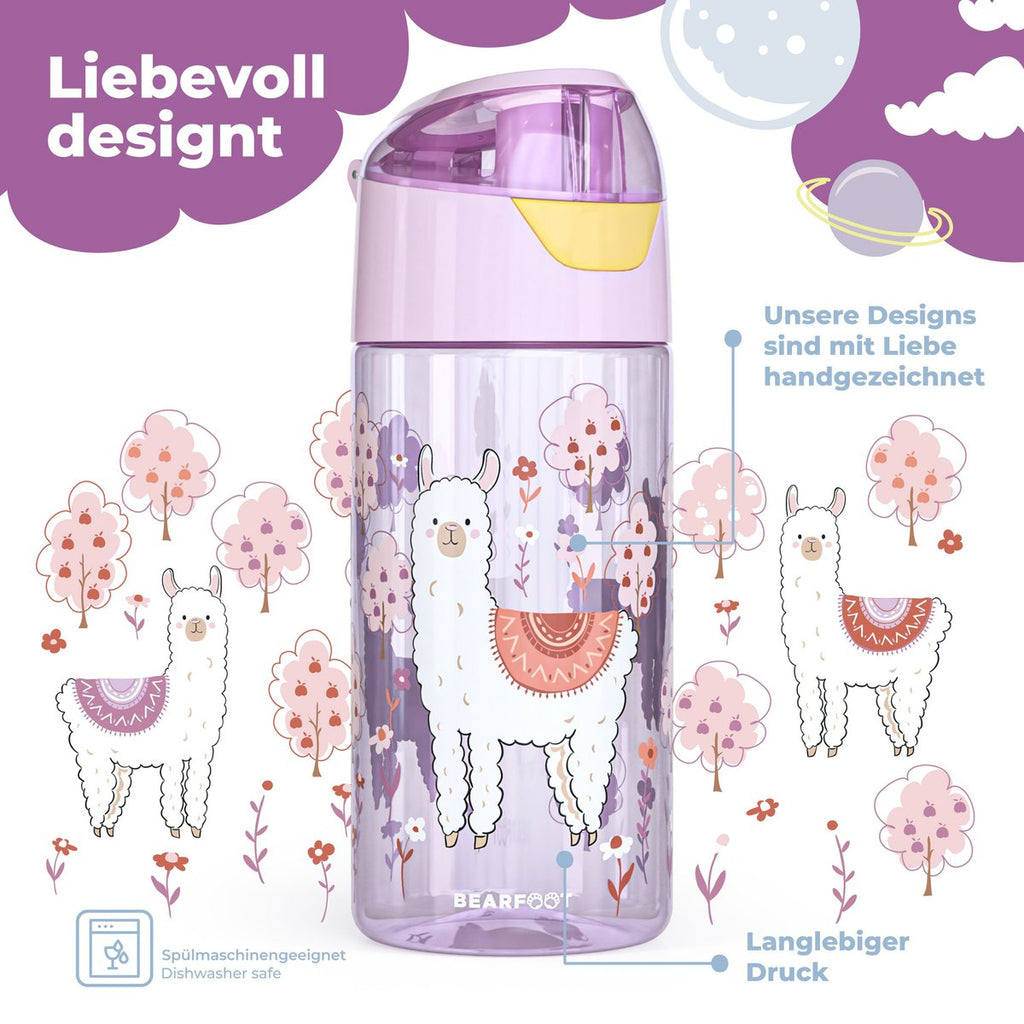 Kinderwaterfles, lichtgewicht waterfles - lama Joy&Bloom