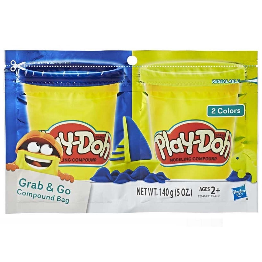Play-Doh Grab And Go Compound Bag + 2 Kleuren Klei Kleien Joy&Bloom