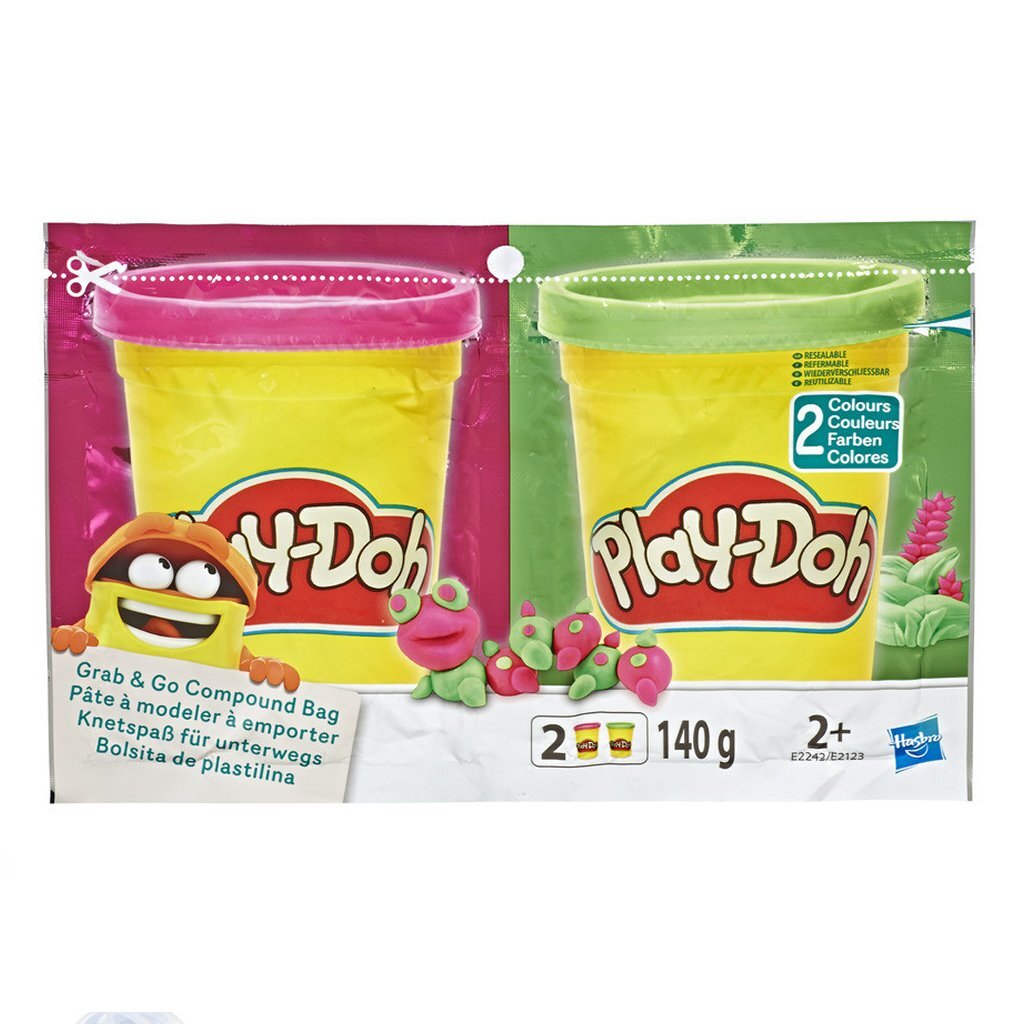 Play-Doh Grab And Go Compound Bag + 2 Kleuren Klei Kleien Joy&Bloom