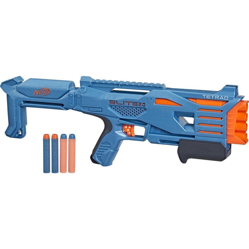 Nerf Elite 2.0 Tetrad Blaster + 4 Darts Dartblasters Joy&Bloom