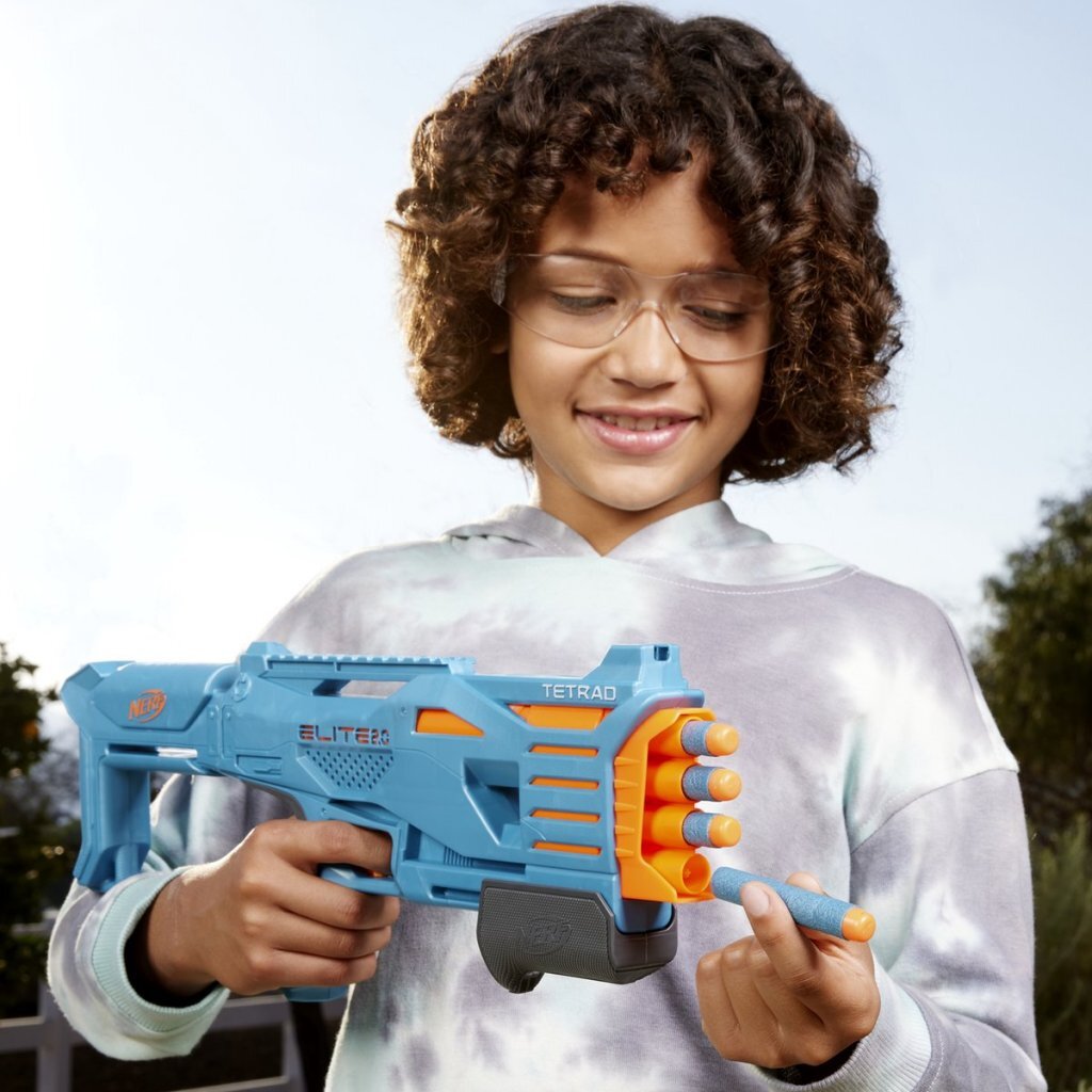 Nerf Elite 2.0 Tetrad Blaster + 4 Darts Dartblasters Joy&Bloom