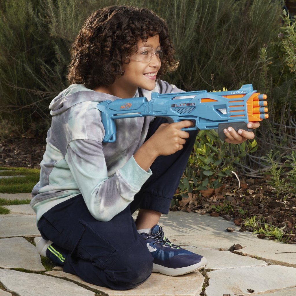 Nerf Elite 2.0 Tetrad Blaster + 4 Darts Dartblasters Joy&Bloom