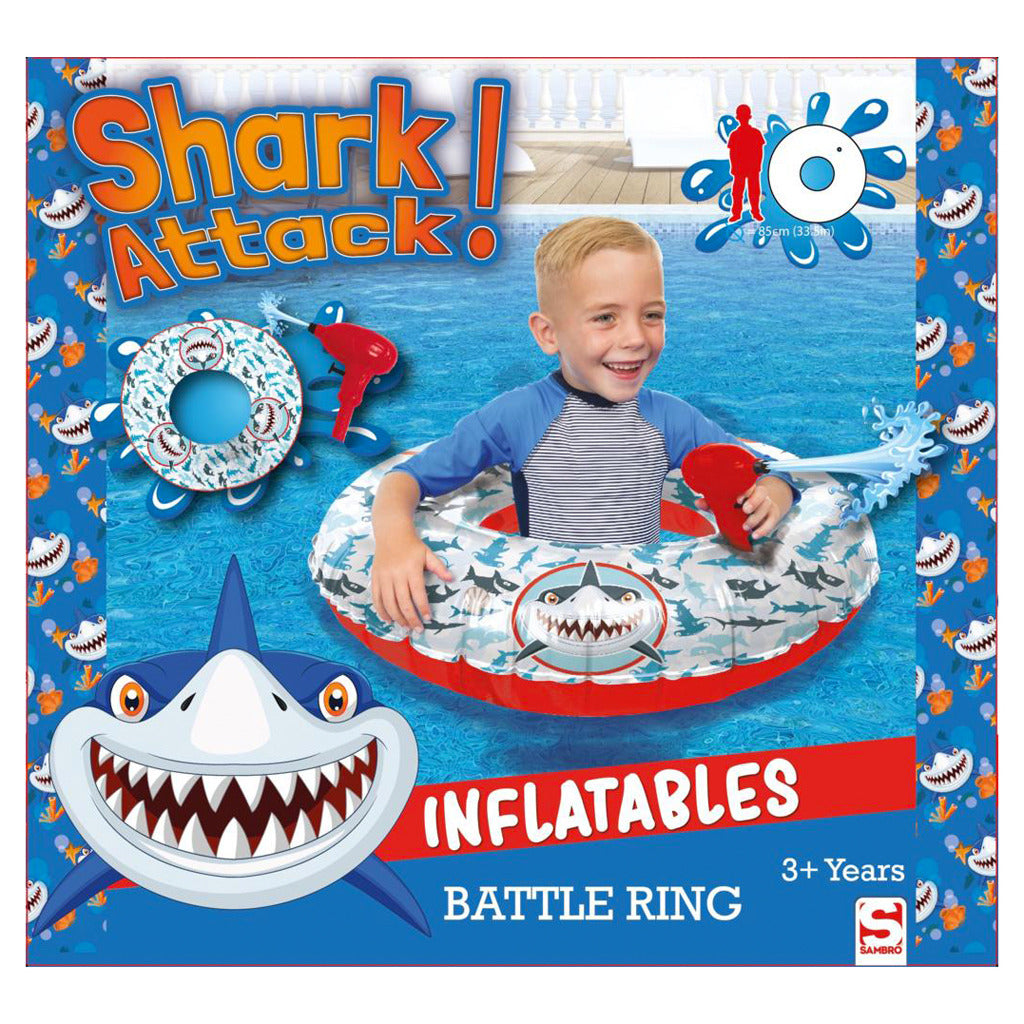 Sambro Shark Attack Battle Ring Zwemband Met Waterpistool 85 Cm Default Title Relaxen en Spelen Joy&Bloom