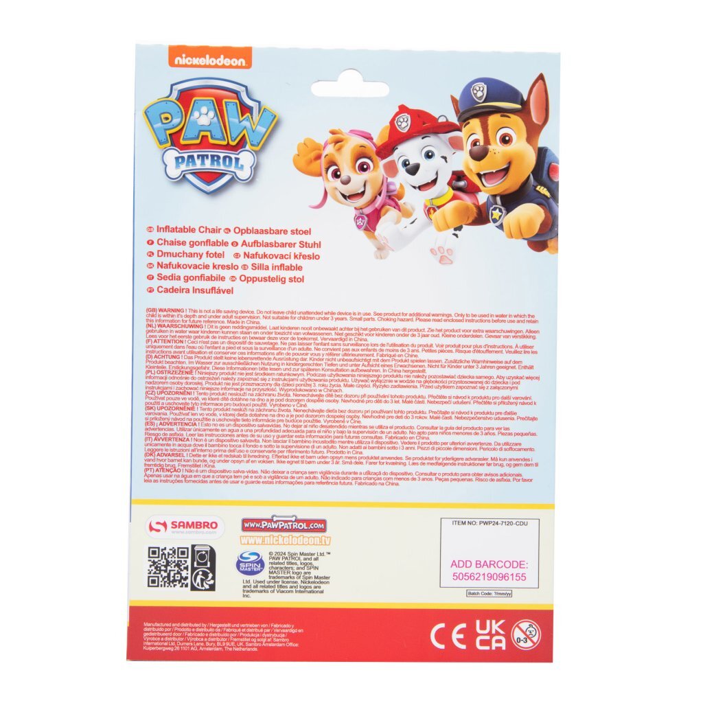Paw Patrol Opblaasbare Stoel Relaxen en Spelen Joy&Bloom