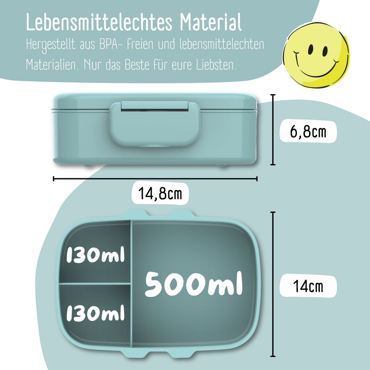 Kinderlunchbox met vakken, lekvrij - sticker, nieuwstaat Joy&Bloom