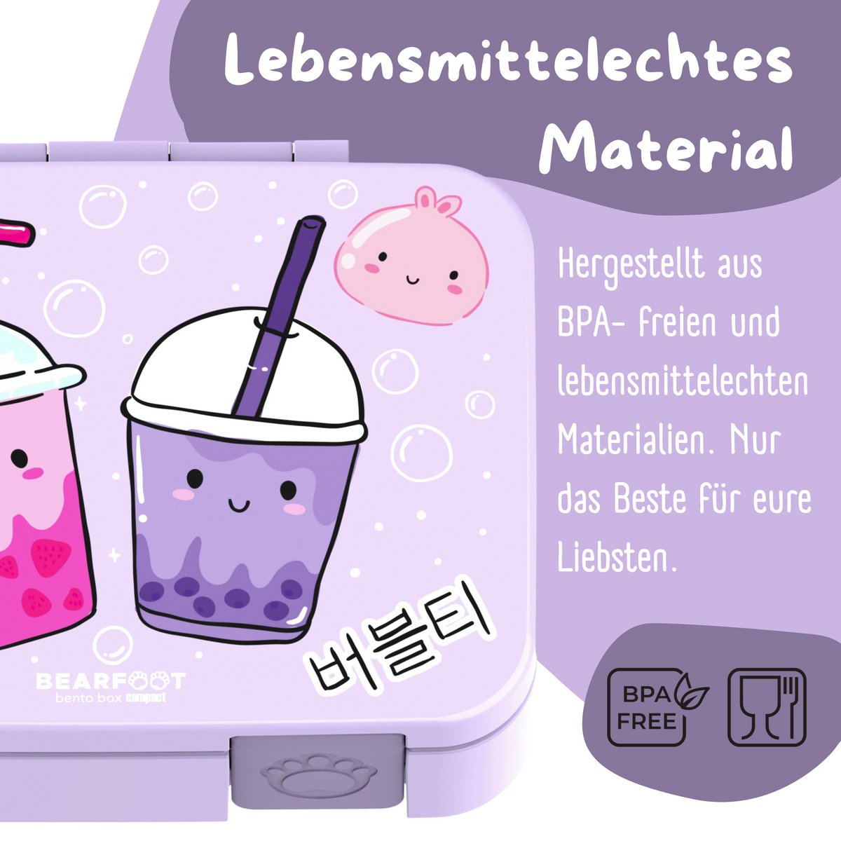 Lunchbox, licht en lekbestendig bubbletea paars Joy&Bloom