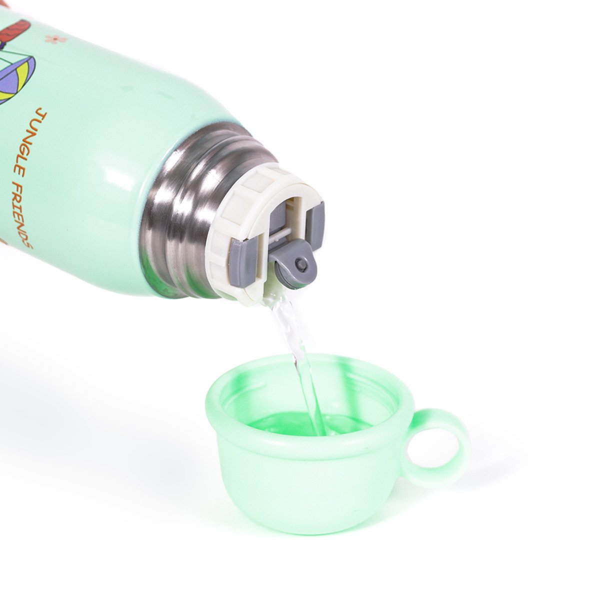 MILK&MOO Stalen kinderwaterfles met tas Jungle Friends 550 ml / 18,5 oz Joy&Bloom