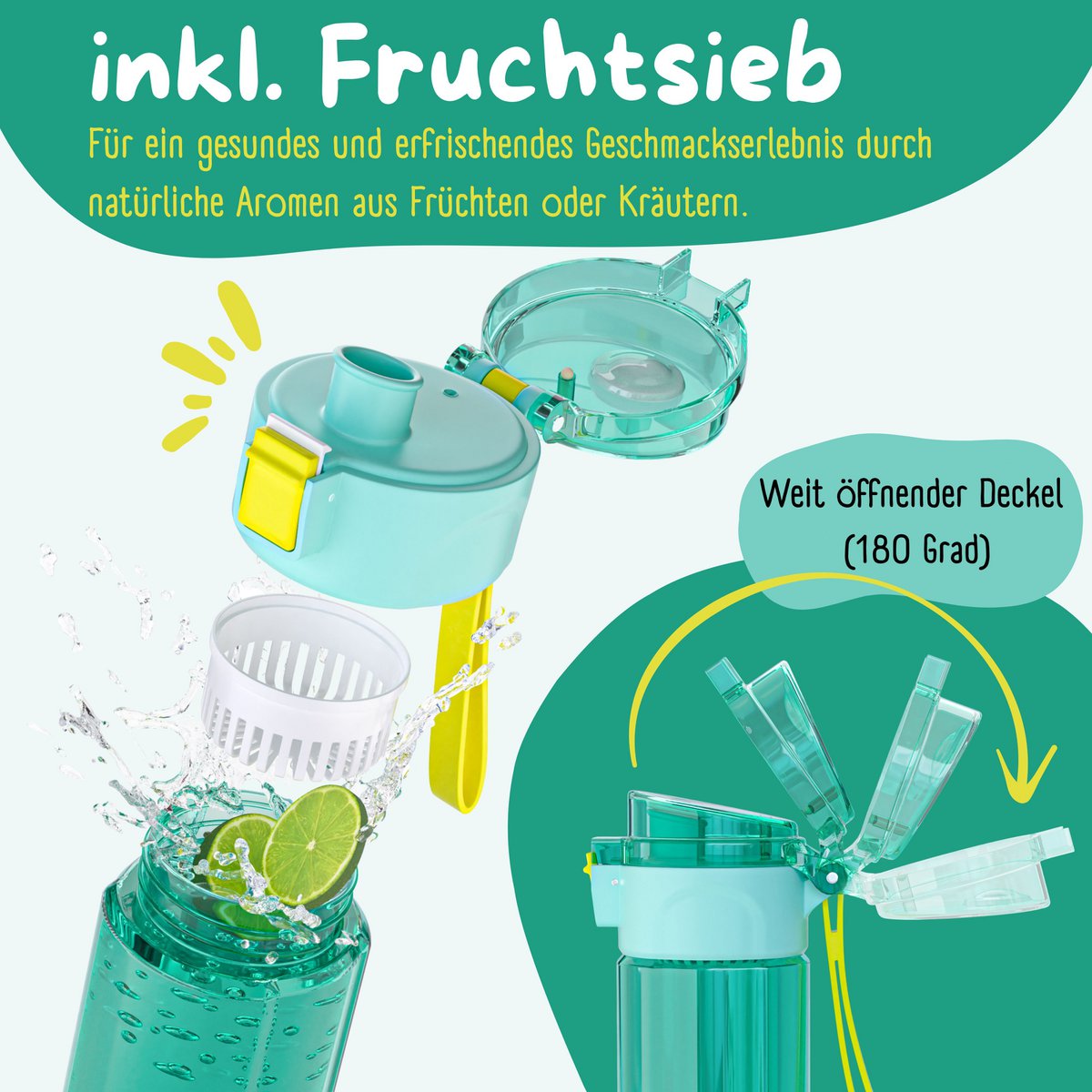 Kinderdrinkfles, 500 ml, licht - oceaanmunt Joy&Bloom