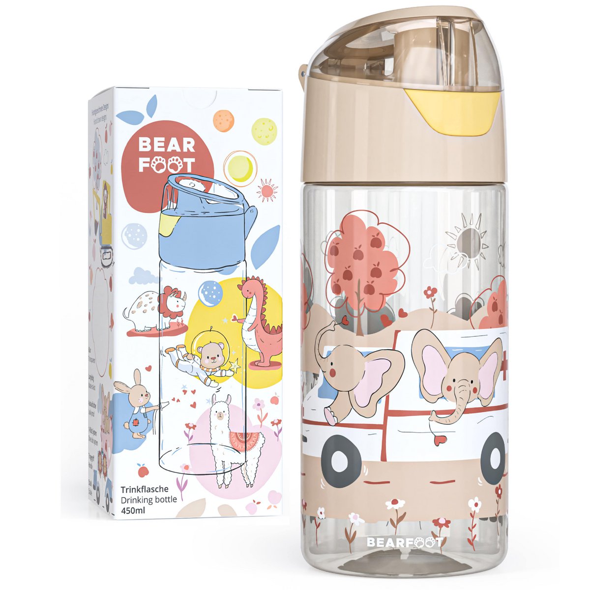 Kinderwaterfles, lichte waterfles - olifanten Joy&Bloom