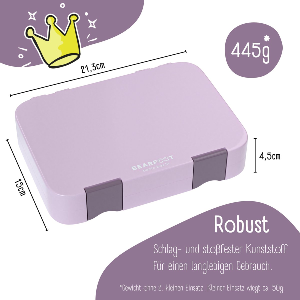Kinderlunchbox met vakken, lunchbox, bentobox - paars Joy&Bloom