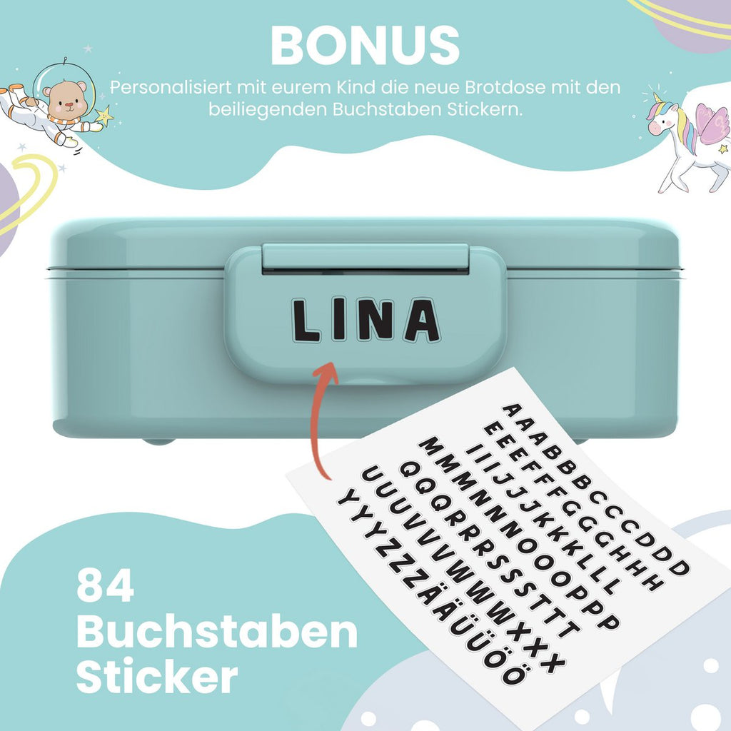 Kinderlunchbox met vakken, licht en lekvrij - mint Joy&Bloom