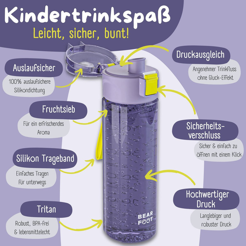 Kinderdrinkfles, 500ml, licht - logo paars Joy&Bloom