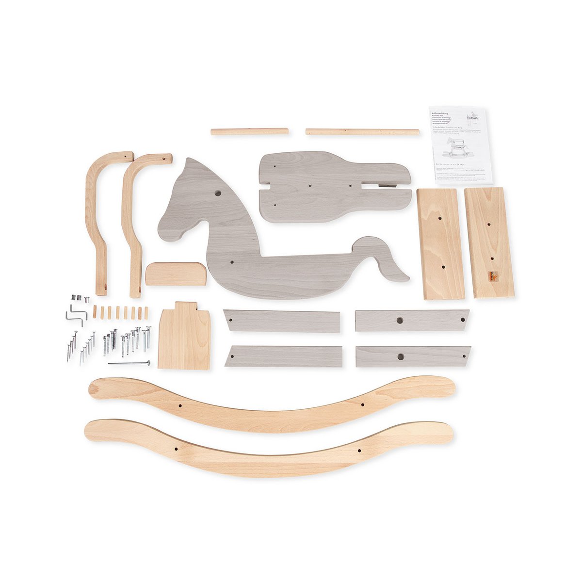 Wiebelpaard "Pinolino" met ring, grijs/natuurlijk