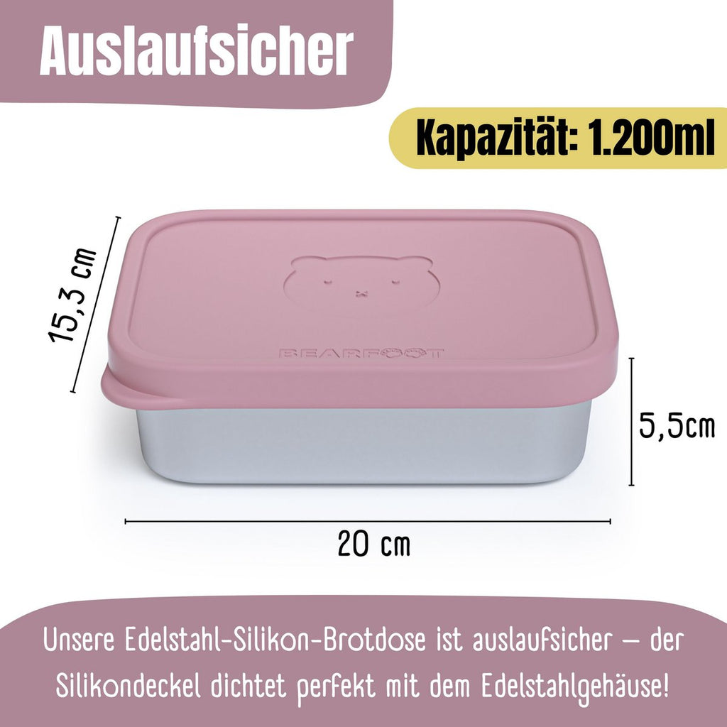 Lunchbox kinder RVS met siliconen inzetstuk - roze Joy&Bloom
