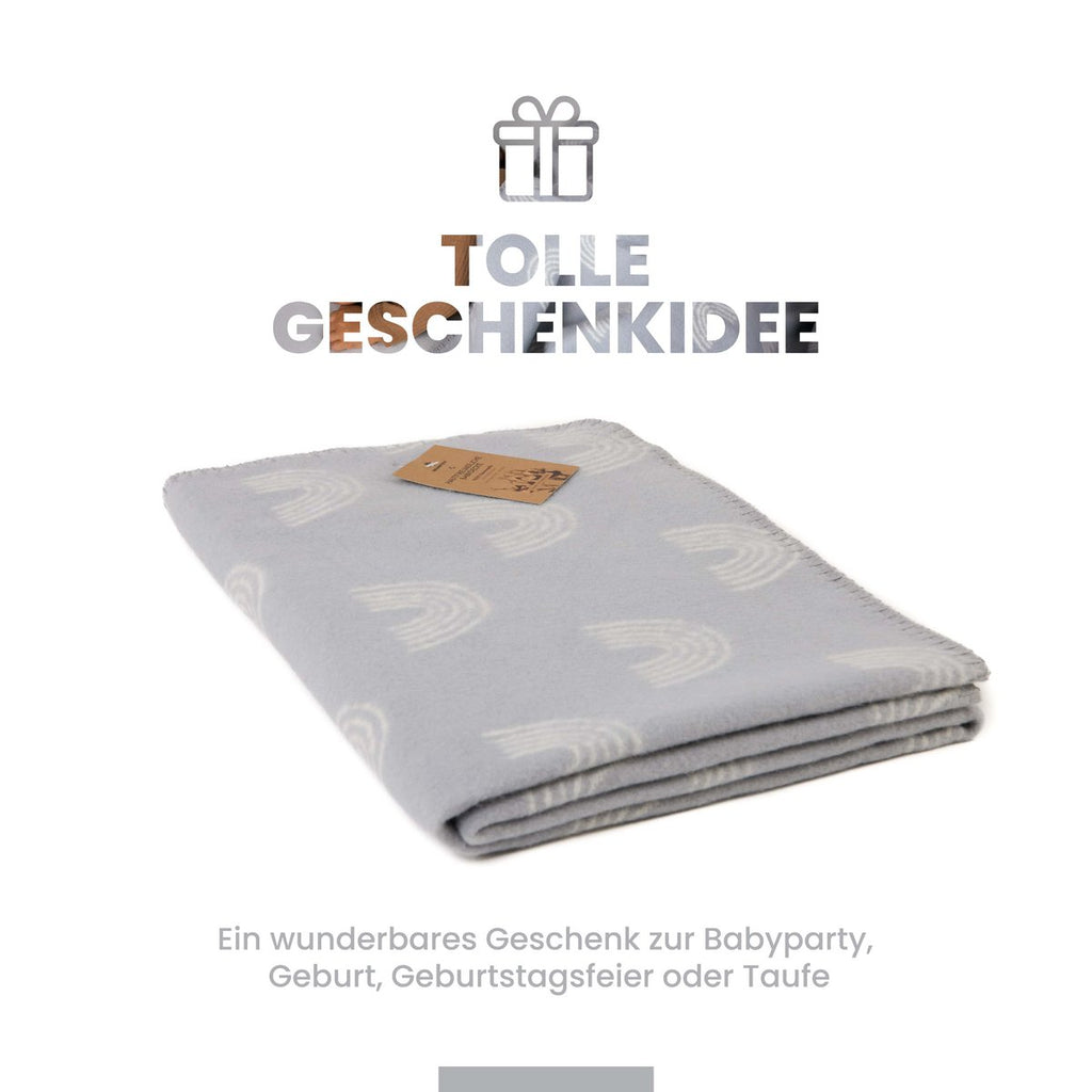 Babydeken biologisch katoen, Made in Germany, regenboog - grijs Joy&Bloom