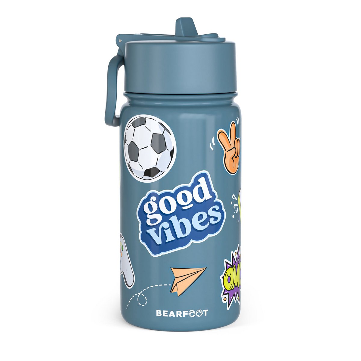 Thermo kinderdrinkfles RVS - sticker paars Joy&Bloom