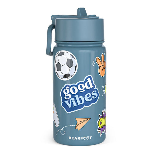 Thermo kinderdrinkfles RVS - sticker paars Joy&Bloom