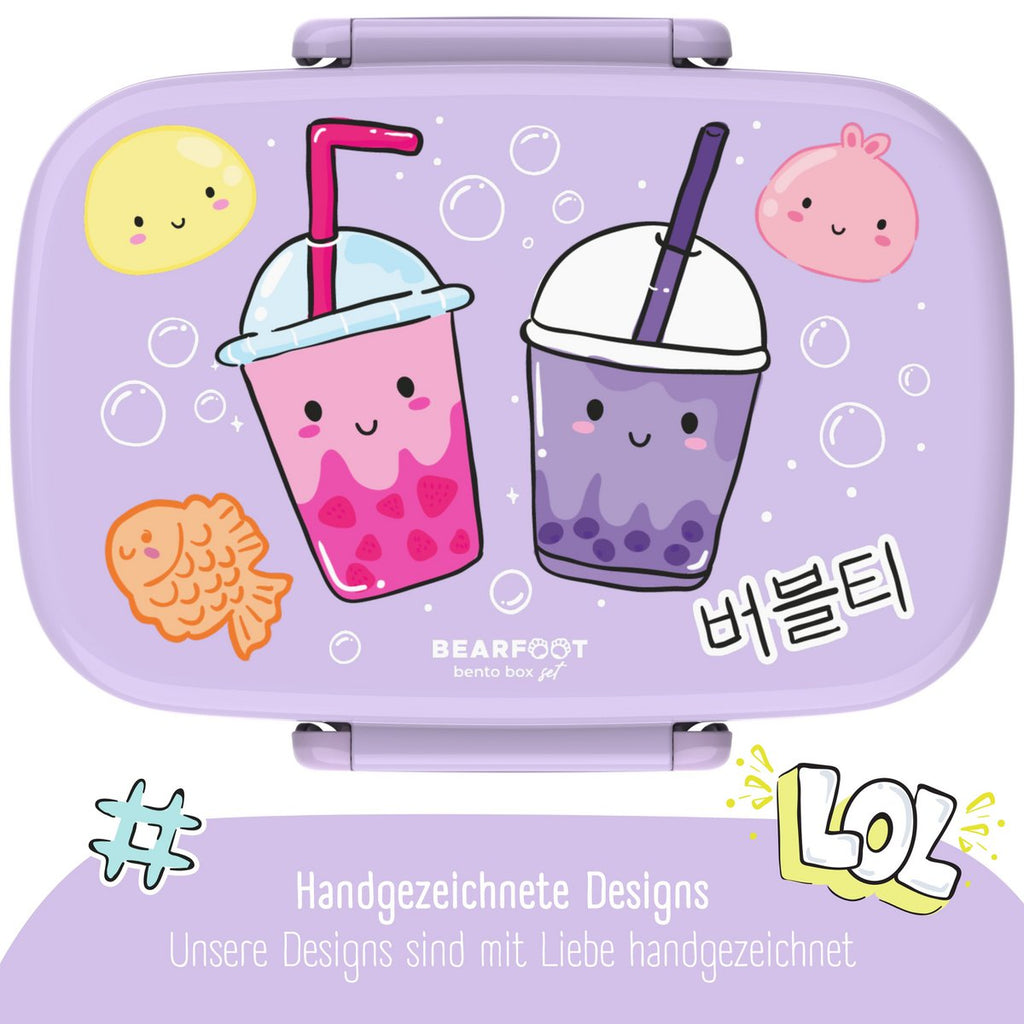 Kinderlunchbox met vakken, lekvrij - BubbleTea, paars Joy&Bloom