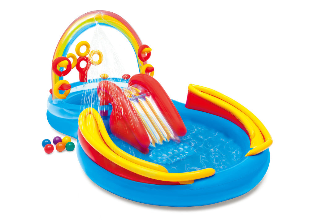 Intex 57453Np Regenboog Zwembad Met Glijbaan 297X193X135 Cm Kinderzwembaden Joy&Bloom