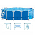 Intex 28242Gn Metal Frame Zwembad 457X122 Cm + Filterpomp En Trap + Accessoires Blauw