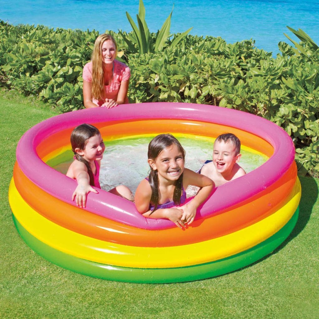 Intex 56441Np Wet Set Collection Sunset Glow Opblaaszwembad 168X46 Cm Roze/Oranje/Geel/Groen Kinderzwembaden Joy&Bloom