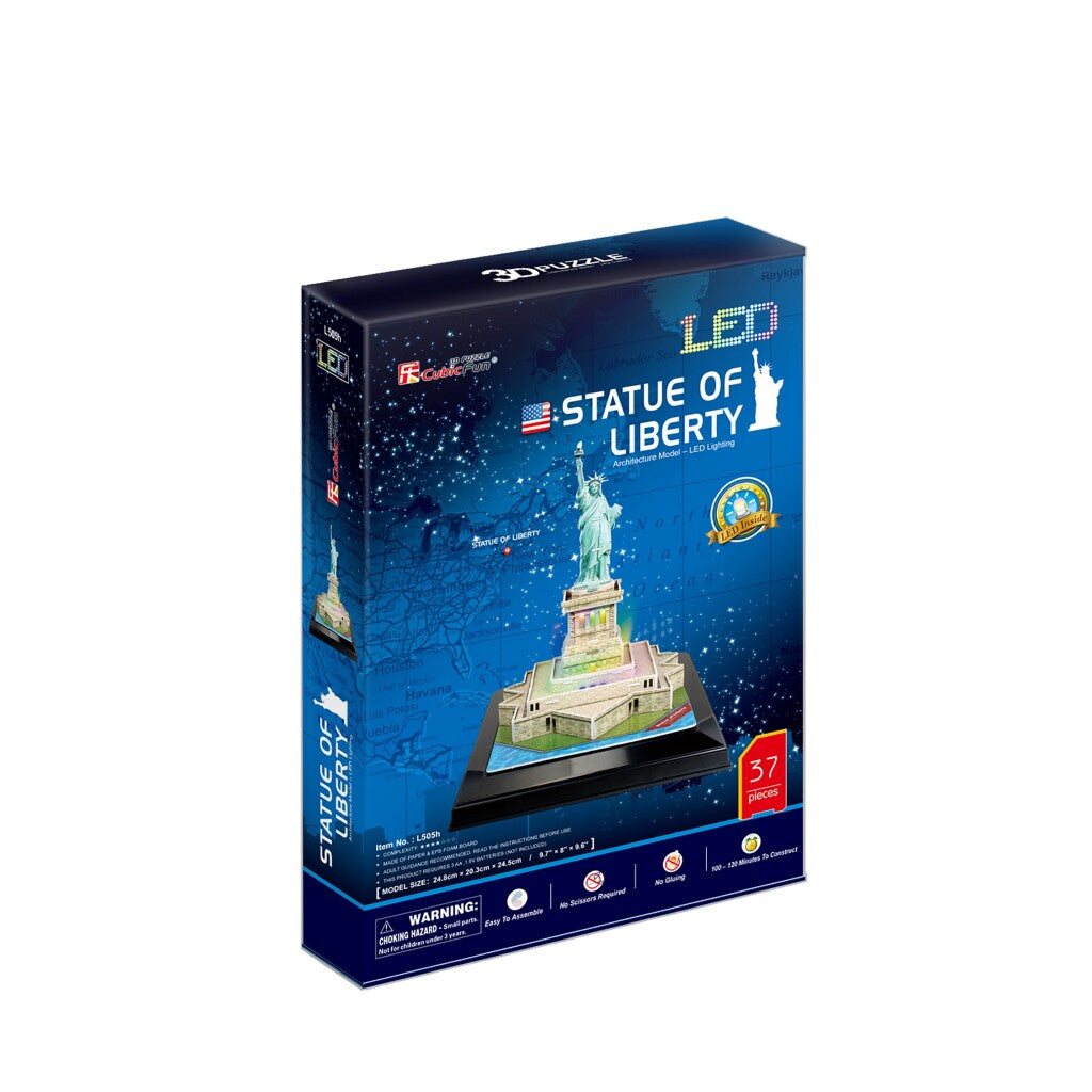 Cubic Fun 3D Puzzel Statue Of Liberty + Led Verlichting 37 Stukjes 3D Puzzels Joy&Bloom