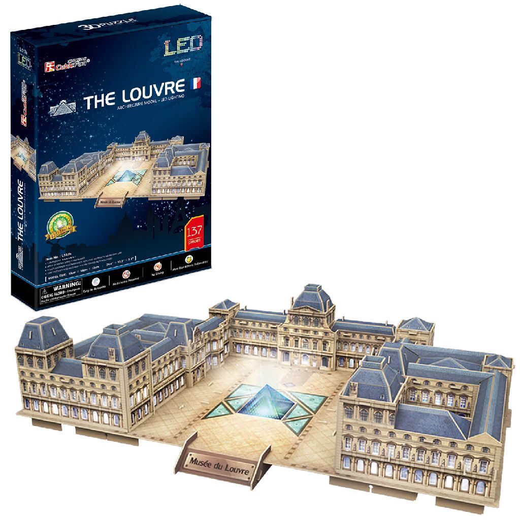 Cubic Fun 3D Puzzel The Louvre + Led Verlichting 137 Stukjes Default Title 3D Puzzels Joy&Bloom