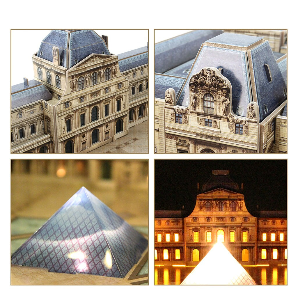 Cubic Fun 3D Puzzel The Louvre + Led Verlichting 137 Stukjes 3D Puzzels Joy&Bloom
