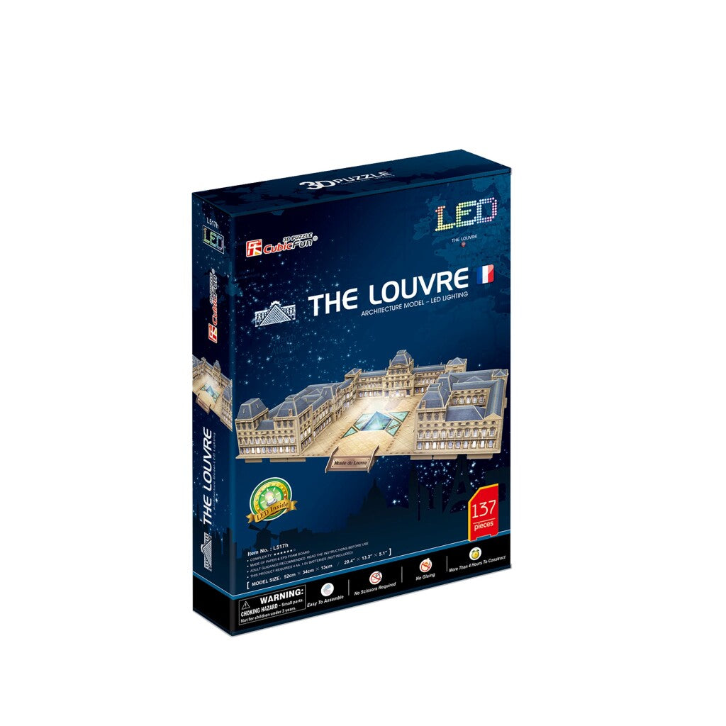 Cubic Fun 3D Puzzel The Louvre + Led Verlichting 137 Stukjes 3D Puzzels Joy&Bloom
