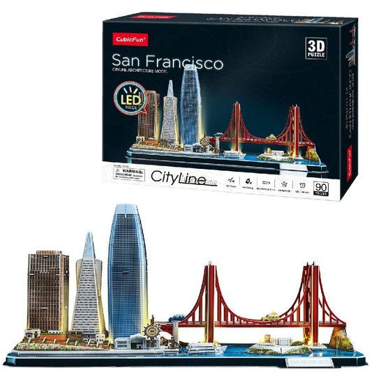 Cubic Fun 3D Puzzel City Line San Francisco + Led Verlichting 90 Stukjes Default Title 3D Puzzels Joy&Bloom