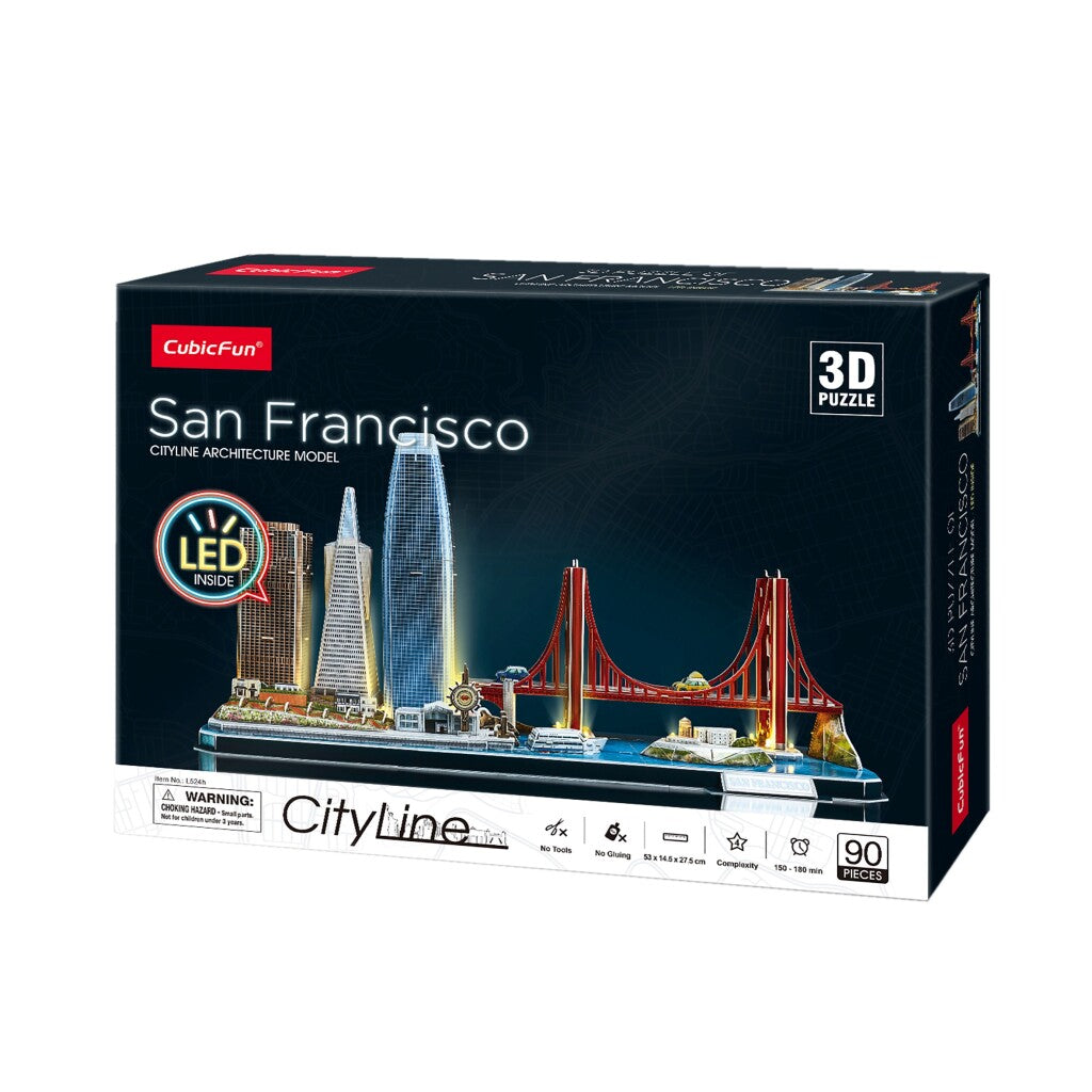 Cubic Fun 3D Puzzel City Line San Francisco + Led Verlichting 90 Stukjes 3D Puzzels Joy&Bloom