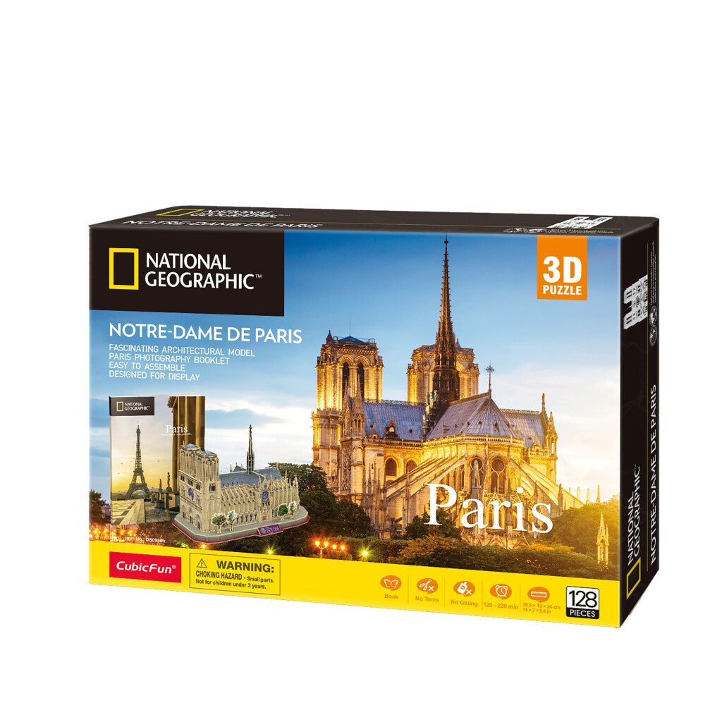 Cubic Fun National Geographic 3D Puzzel Notre-Dame Parijs 128 Stukjes 3D Puzzels Joy&Bloom