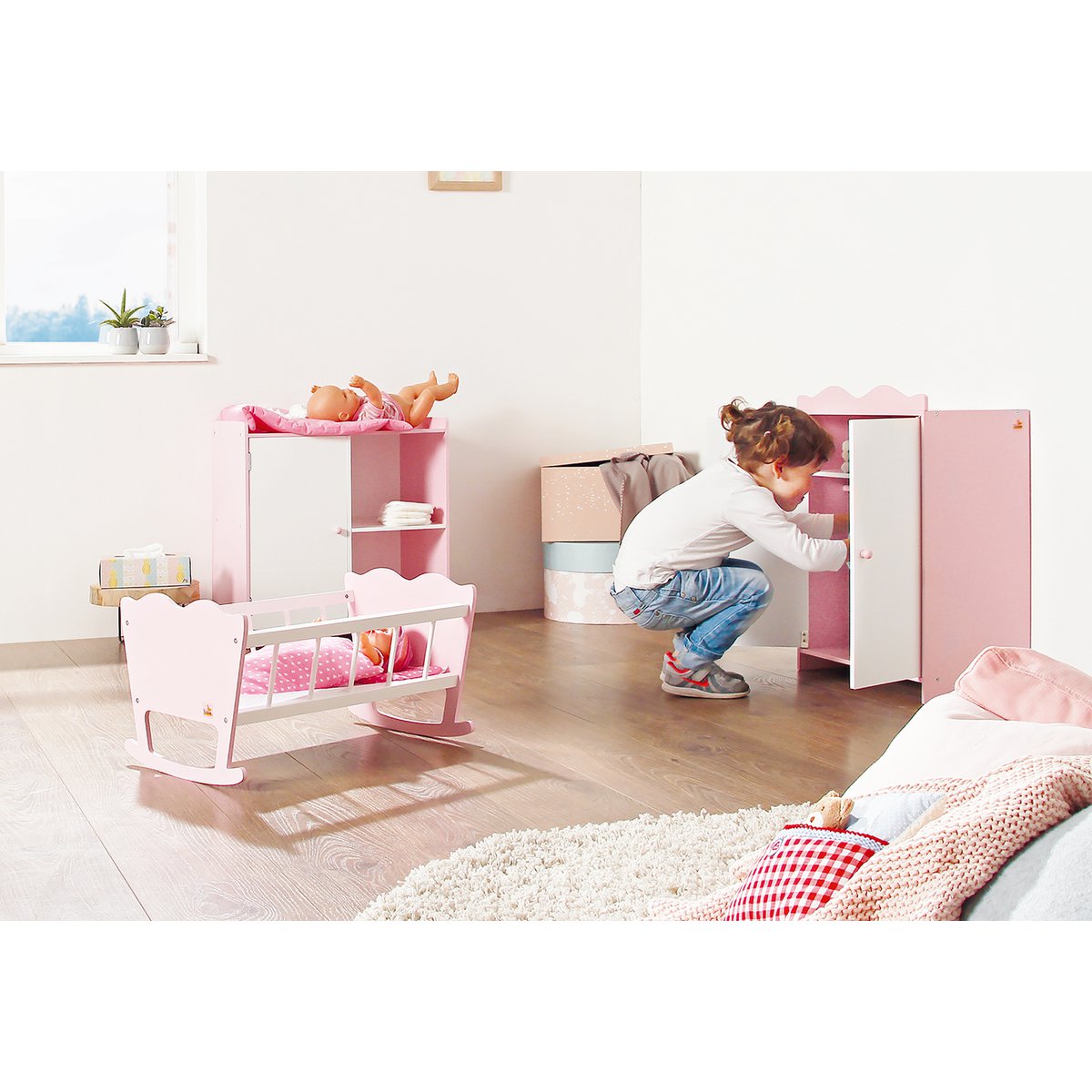 Poppen kledingkast "jasmine", 4 delen Joy&Bloom