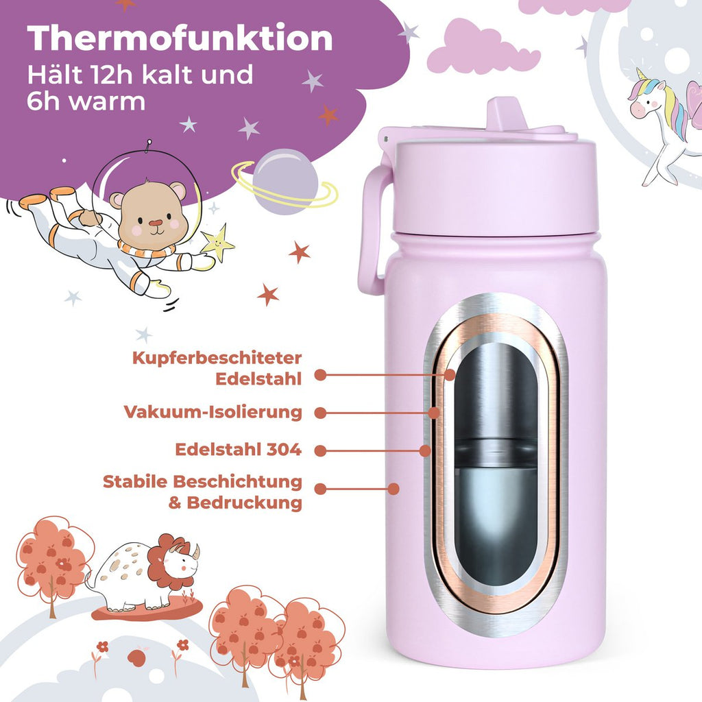 Thermo kinderdrinkfles RVS - zeemeermin paars Joy&Bloom