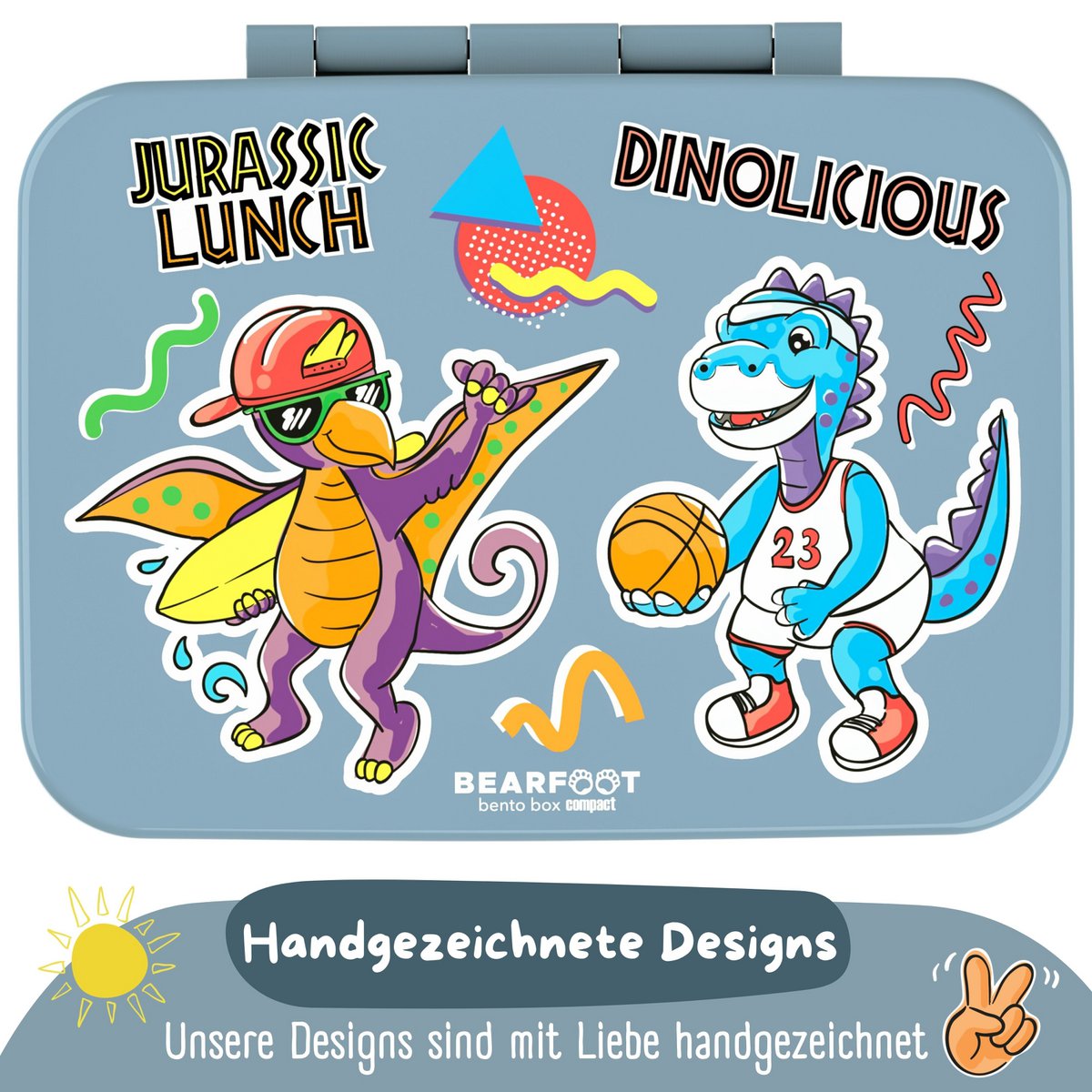 Lunchbox met onderwerpen, licht en lek - proof - dinosaurussen blauw Joy&Bloom