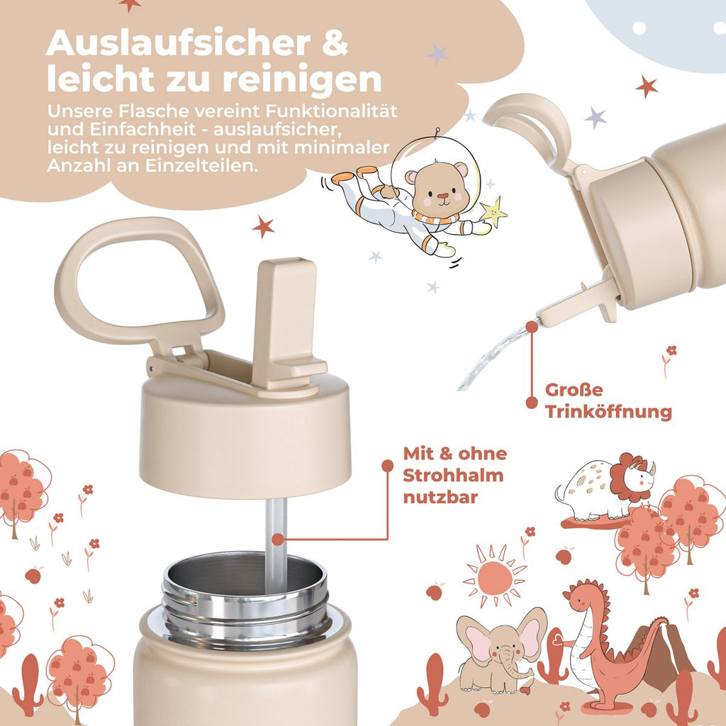 Thermo kinderdrinkfles RVS - politie bruin Joy&Bloom