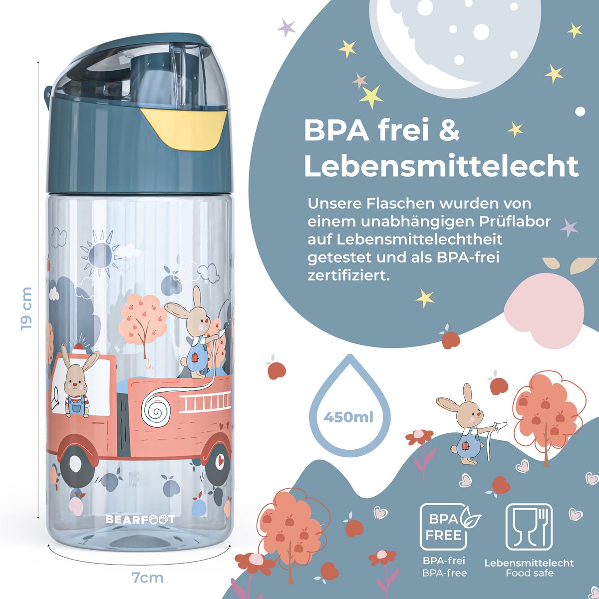 Kinderwaterfles, lichtgewicht waterfles - brandweer Joy&Bloom