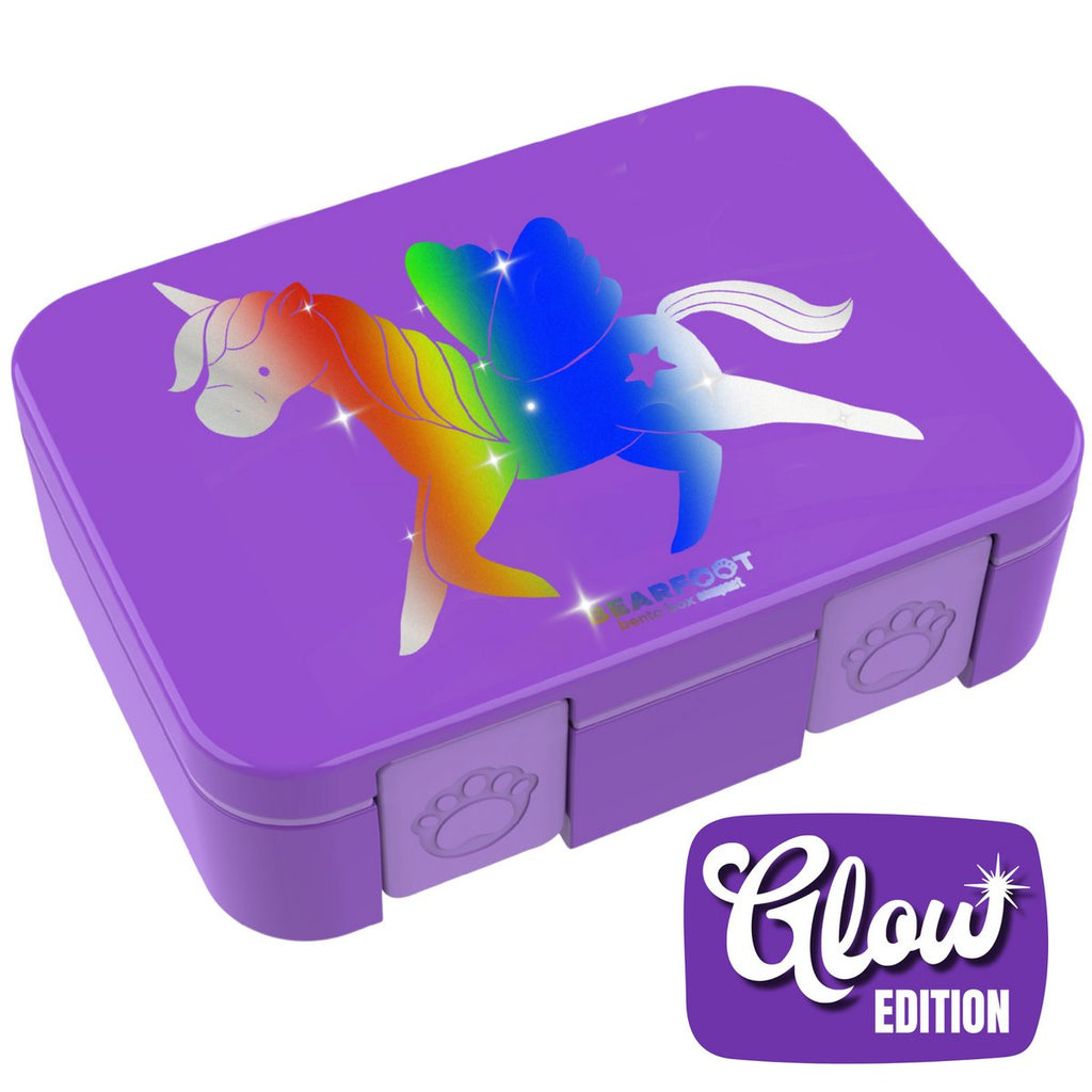 Lunchbox met vakken, lichtgewicht en lekvrij - Unicorn GLOW