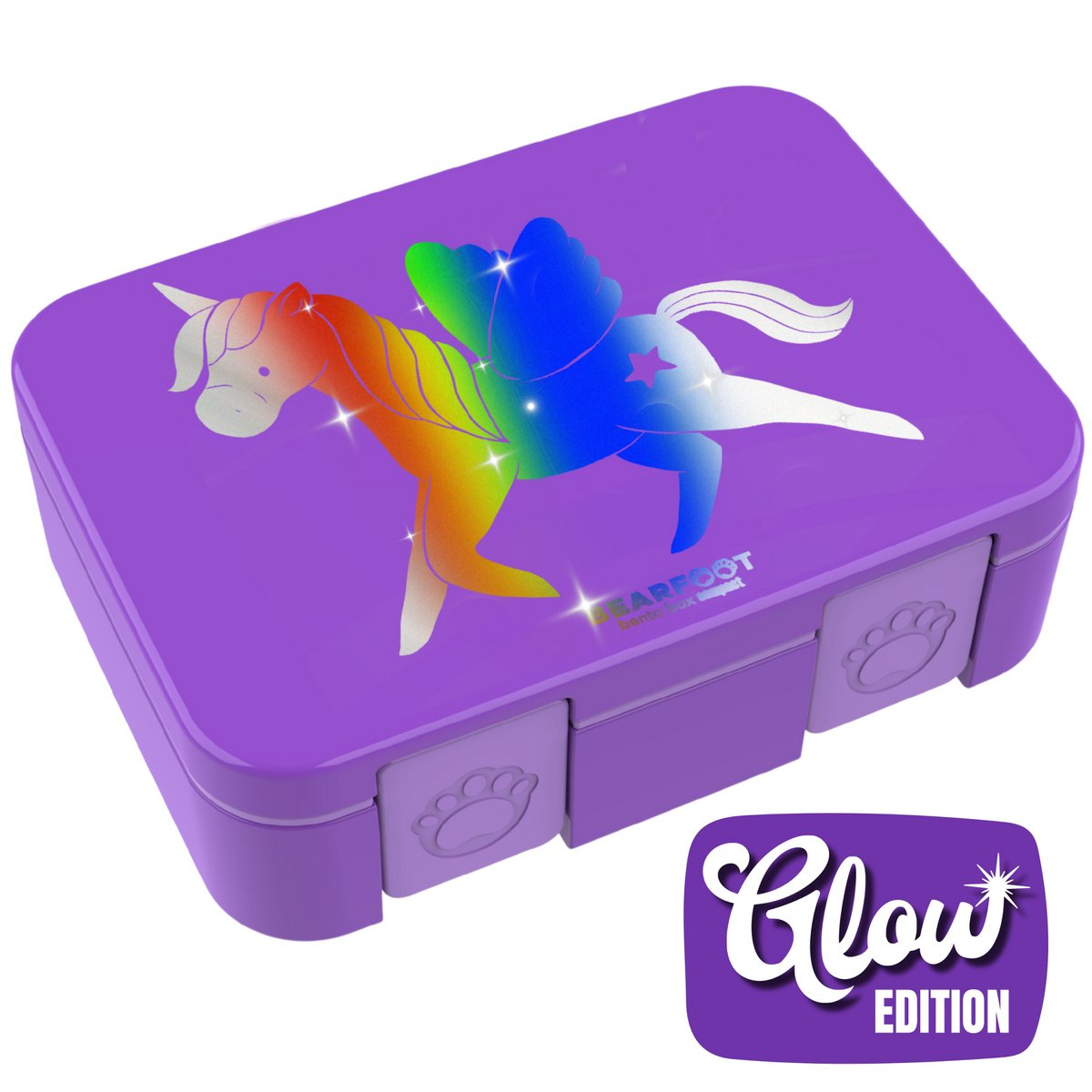 Lunchbox met vakken, lichtgewicht en lekvrij - Unicorn GLOW