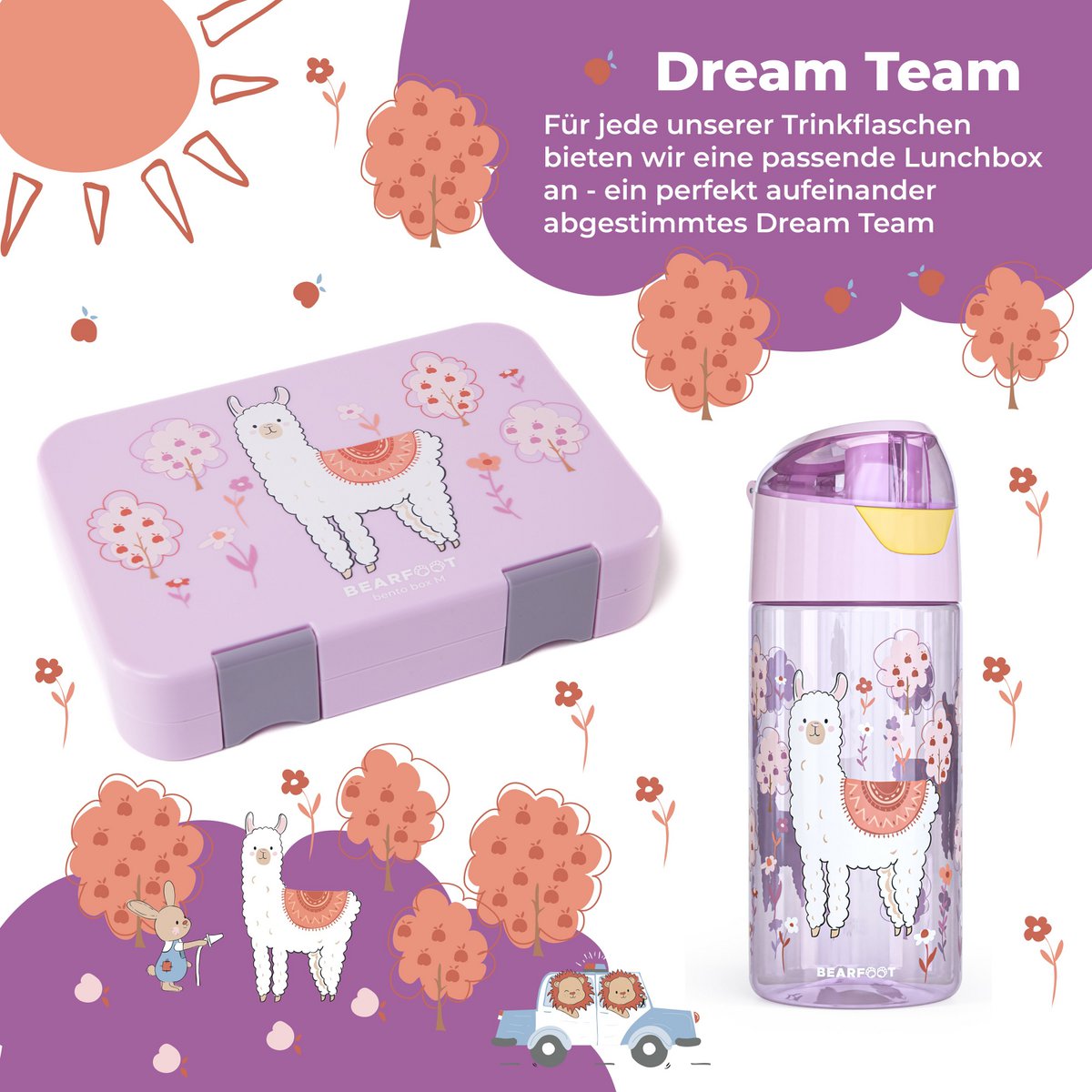 Kinderwaterfles, lichtgewicht waterfles - lama Joy&Bloom
