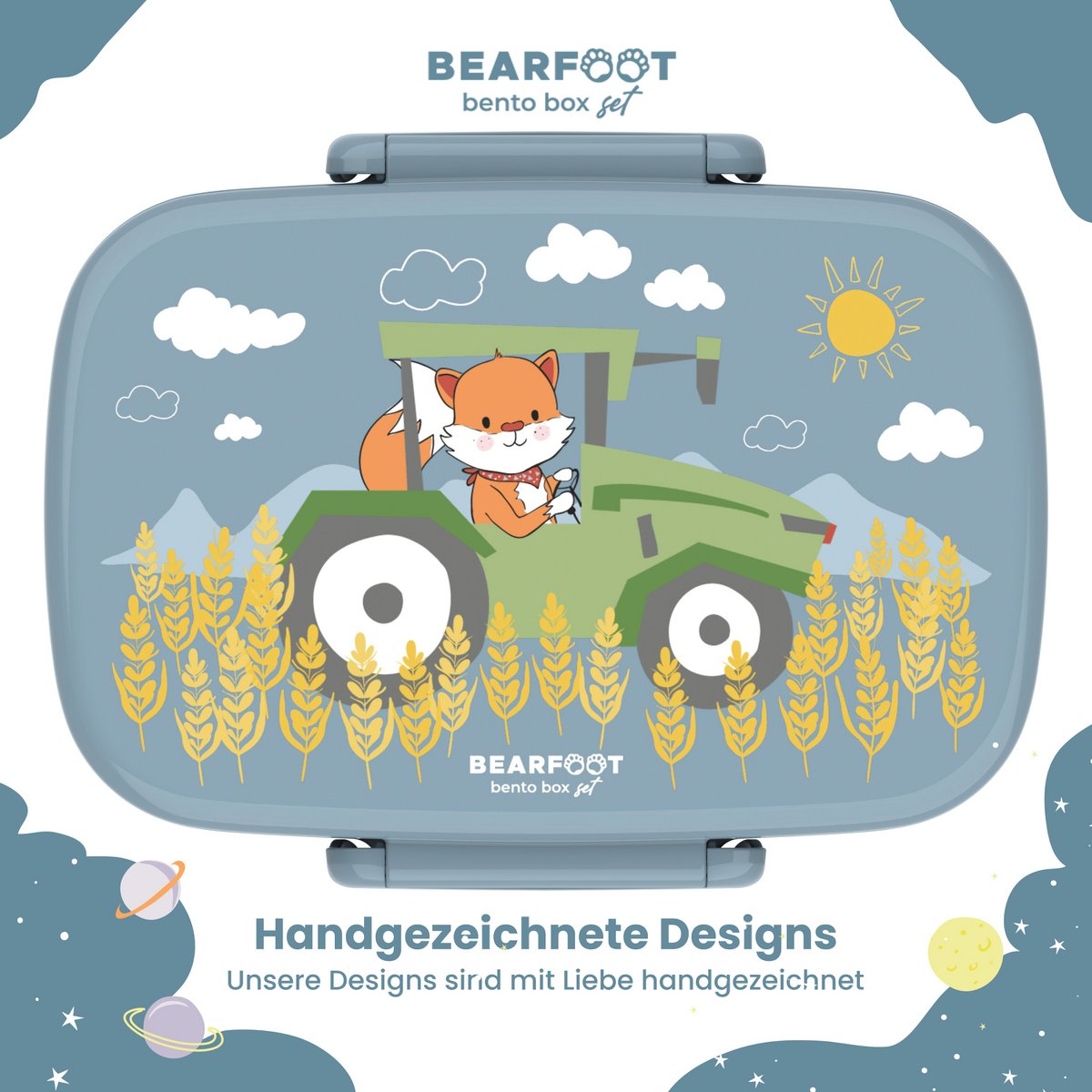 Kinderlunchbox met vakken, licht en lekvrij - tractor Joy&Bloom