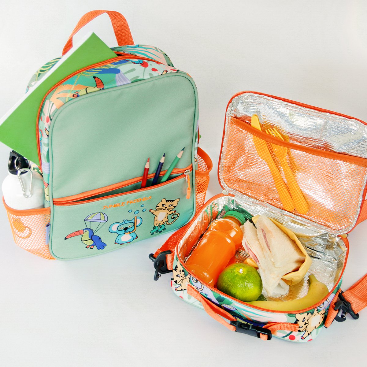 Milk&Moo Kinderrugzak met lunchbox, schoolrugzakset voor meisjes en jongens Joy&Bloom