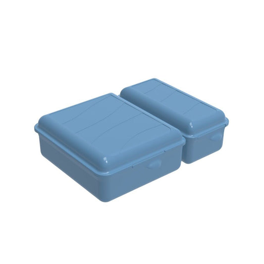 Rotho Twin Lunchbox 1.05+0.55L Horizon Blauw Default Title Schoollunch Joy&Bloom