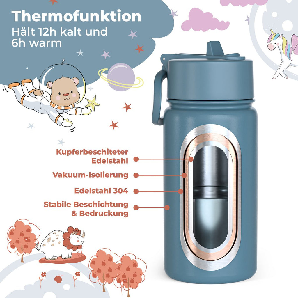 Thermo kinderdrinkfles RVS - sticker paars Joy&Bloom